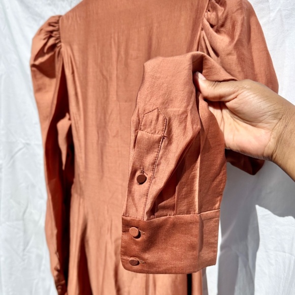 Antonio Melani Copper Satin Wrap w Button Detail Cap Puff Sleeves NWT - Picture 3 of 3